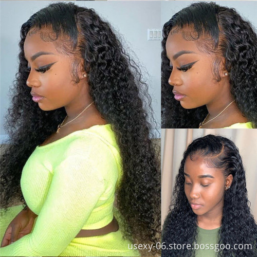 Natural color preplucked bleached knots human hair lace wigs for black women jerry curl frontal wig semi human hair wig vendors